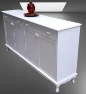 Konsol Klasik Model Tv Sehpa 90386 Ahşap MDF Parlak Beyaz Boya El Yapım - 7