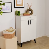 Retro Çok Amaçlı Dolap-Beyaz 69x103x34 cm - 1
