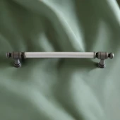 Limira Gerçek Porselen Sedef Eskitme Antik Gümüş 192 mm Mobilya Mutfak Dolap Kulpu Kulbu Kulpları thumbnail 5