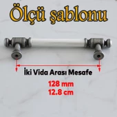 Limira Gerçek Porselen Sedef Eskitme Antik Gümüş 128 mm Mobilya Mutfak Dolap Kulpu Kulbu Kulpları thumbnail 2