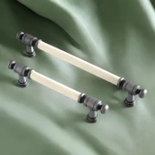 Limira Gerçek Porselen Sedef Eskitme Antik Gümüş 192 mm Mobilya Mutfak Dolap Kulpu Kulbu Kulpları thumbnail 4