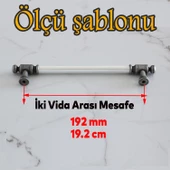 Limira Gerçek Porselen Sedef Eskitme Antik Gümüş 192 mm Mobilya Mutfak Dolap Kulpu Kulbu Kulpları thumbnail 2