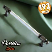 Limira Gerçek Porselen Sedef Eskitme Antik Gümüş 192 mm Mobilya Mutfak Dolap Kulpu Kulbu Kulpları thumbnail 1