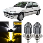Peugeot 106 1991-2004 Uyumlu Mercekli Far Ampulü Led Xenon Çift Renk Sarı-Beyaz Far Şimşek Etkili CSP Led Lamba Uzun Kısa 2 Adet Takım - 1