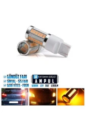 2 Adet T20 Led Ampul Mercekli 33 Ledli Çift Duy Turuncu thumbnail 3