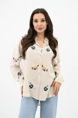 Kadın Nakış İşlemeli Oversize Gömlek 1735-24 - 10