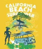 Kaliforniya Sörfçüleri - Kanvas Tablo thumbnail 1