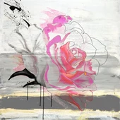 Pembe Gül İllüstrasyon - Kanvas Tablo thumbnail 1