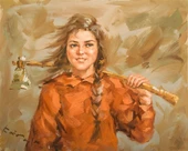 Oduncu Kız - Kanvas Tablo - 1