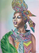 Yeşil Hırkalı Kadın - Kanvas Tablo thumbnail 1