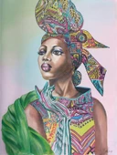 Yeşil Hırkalı Kadın - Kanvas Tablo thumbnail 1