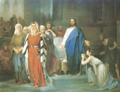 Jesus Y La Mujer Adultera - Kanvas Tablo thumbnail 1