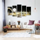 Kabe Saatli 5 Parçalı Kanvas Tablo thumbnail 1