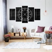 Zaman Saatli 5 Parçalı Kanvas Tablo thumbnail 1