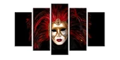 Maskeli Kadın - 5 Parçalı Kanvas Tablo thumbnail 1