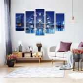 Köprü - Saatli 5 Parçalı Kanvas Tablo thumbnail 1