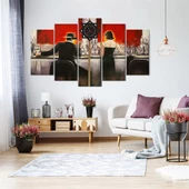 Barda Martini Saatli 5 Parçalı Kanvas Tablo thumbnail 1