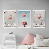 Flamingo Çerçeveli Poster Seti - 1