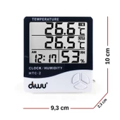 Diwu HTC-2 Problu Termometre Nem Ölçer Saat Takvim - 4