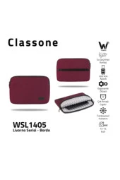 Livorno Serisi Wsl1405 13-14" Su Geçirmez Kumaş , Macbook, Notebook, Tablet Kılıfı-bordo - 2
