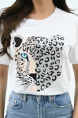Kadın Leopar Baskılı T-shirt 1731-24 - 10