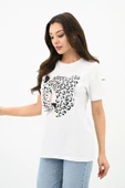 Kadın Leopar Baskılı T-shirt 1731-24 - 6