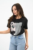 Kadın Leopar Baskılı T-shirt 1731-24 - 1