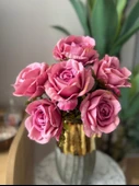 Nettenevime Yapay Çiçek 7li Gül Demeti 40*30cm 1.Kalite Büyükboy FUŞYA PEMBE thumbnail 3
