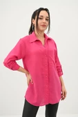 Kadın Keten Cep Detaylı Gömlek 1732-24 - 8