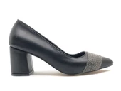 Mehtap Kalın Şerit Taş Detaylı 6 cm Topuklu Kadın Klasik Ayakkabı thumbnail 2