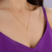 14 Ayar Altın Y Harfi Taşlı Kolye Ucu 0,47 gr thumbnail 6