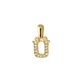 14 Ayar Altın Ü Harfi Taşlı Kolye Ucu 0,55 gr thumbnail 1