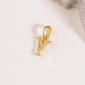 14 Ayar Altın Y Harfi Taşlı Kolye Ucu 0,47 gr thumbnail 2