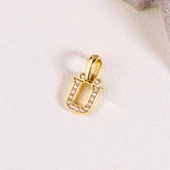 14 Ayar Altın Ü Harfi Taşlı Kolye Ucu 0,55 gr thumbnail 2