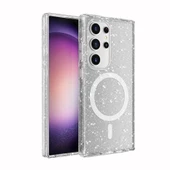 Samsung Galaxy S24 Ultra Kılıf Magsafe Şarj Özellikli Parlayan Simli Saydam Renkli Allstar Kapak thumbnail 1