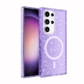 Samsung Galaxy S24 Ultra Kılıf Magsafe Şarj Özellikli Parlayan Simli Saydam Renkli Allstar Kapak thumbnail 4