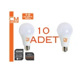 CMSOLAR 9W E27 DUY 3200K SARI IŞIK LED EV AMPULÜ 10'LU PAKET - 1