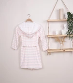 %100 Pamuk Kapüşonlu Çizgili Çocuk &Genç Bornoz - 2