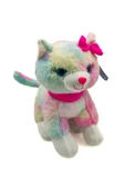 Peluş Pembe Tokalı Kedi Renkli 40 Cm - Mavi Su Dünyası thumbnail 2