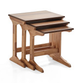 C sehpa, zigon sehpa, ahşap sehpa, Doğal sehpa, 3lü sehpa - 1