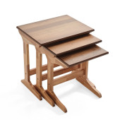 C sehpa, zigon sehpa, ahşap sehpa, Doğal sehpa, 3lü sehpa - 2