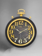 Galaxy 736-KA-1 Serisi Köstekli Saat Görünümlü Sessiz Akar Duvar Saati 50 cm Koyu Kahve-Gold thumbnail 2