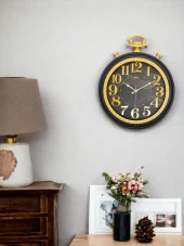 Galaxy 736-KA-1 Serisi Köstekli Saat Görünümlü Sessiz Akar Duvar Saati 50 cm Koyu Kahve-Gold thumbnail 4