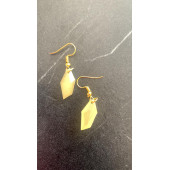 Yavruağzı Somon Rengi Parlak Kristal Şekilli Gold Aksesuarlı Küpe Epoksi El Yapımı Hediyelik thumbnail 1