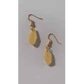 Yavruağzı Somon Rengi Parlak Kristal Şekilli Gold Aksesuarlı Küpe Epoksi El Yapımı Hediyelik thumbnail 5