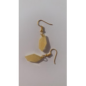 Yavruağzı Somon Rengi Parlak Kristal Şekilli Gold Aksesuarlı Küpe Epoksi El Yapımı Hediyelik thumbnail 8