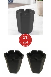 Flosoft 2'li Kokusuz Küllük, Kokusuz Dumansız Altıgen Küllük Siyah 2 ADET thumbnail 1