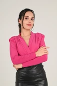 Kadın Omuz Büzgü Çıtçıtlı Body 1678-24 - 10