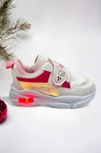 Memory Foam Tabanlı Işıklı Kız Çocuk Bebek Spor Sneakers (ÇOCUKSPOR04-BeyazPembe ) - 1