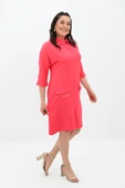 Kadın Büyük Beden Polo Yaka Elbise 5214-24 - 1
